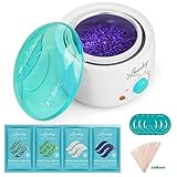 Wachswärmer Wachs Haarentfernung Set Lansley Wachserhitzer mit 4 Verschiedene Aromen Wachsperlen & 10 Wachs Holzspatel Wachs Haarentfernung Set Zuhause Mann Frau Achselhöhle Beine Bikini